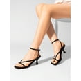 thumbnail image 6 of Women Minimalist Low Kitten Heel Ankle Strap Thong Sandals, Sexy Square Toe Fashion Heeled Sandals, 6 of 8