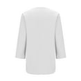 thumbnail image 4 of Yangnuo Women's Trendy Fashion Button-Front Loose Comfy Blouse Top Women's V-neck Button-up Blouse With Three-quarter Sleeves Solid Color Cardigan Top For Women, 4 of 4
