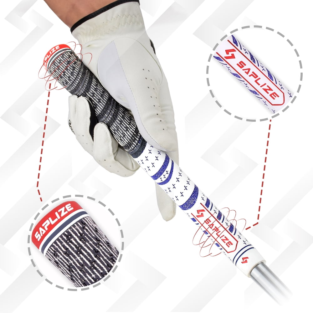 SAPLIZE White Standard 13 Piece Rubber Golf Grip Free 15 Tapes Included CC01 Series SAPLIZE White Standard Size 13 Piece Rubber Golf Grips CC10 Serie
