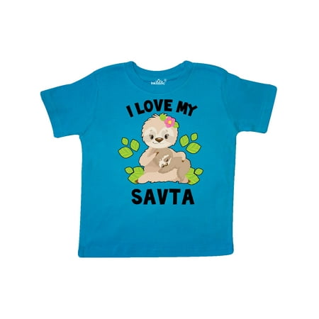 

Inktastic Cute Sloth I Love My Savta with Green Leaves Gift Toddler Boy or Toddler Girl T-Shirt