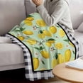 thumbnail image 3 of Lemons Blanket Soft Cozy Warm Throw Blanket for Couch, Plush Fuzzy Flannel Fleece Blankets for Sofa, Summer Botanical Black White Plaid Pastoral Bed Blankets Lightweight Gifts for Women, 32"x48", 3 of 9