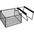 thumbnail image 6 of MyGift Wall Mounted Black Metal Tennis Racket Holder with Ball Storage Basket, 6 of 6