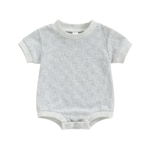 vdgthytj Newborn Baby Boys Girls Bubble Romper Cute Short Sleeve Crewneck Checkerboard Bodysuit Infant Summer Jumpsuit