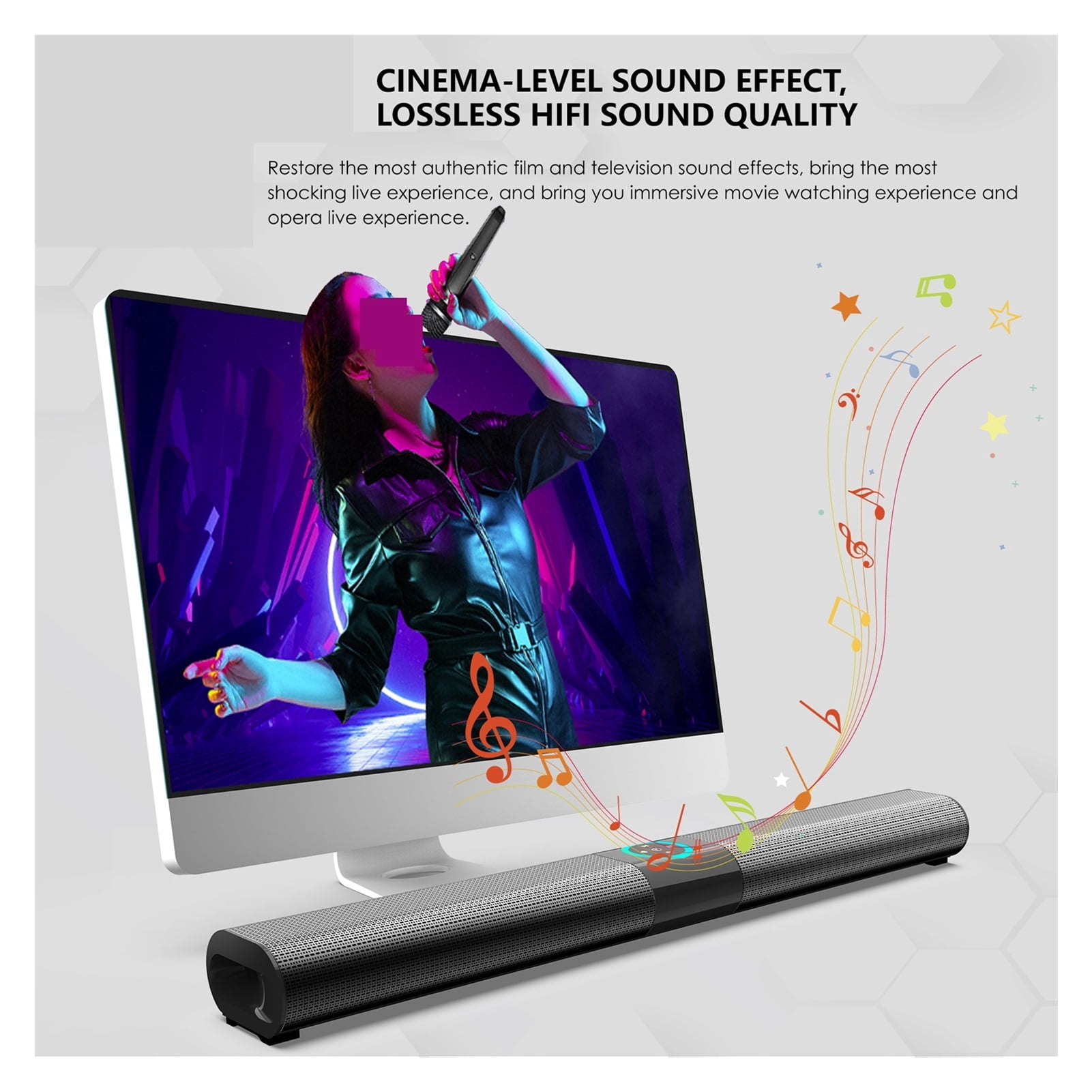 Home Theater TV Speaker Wireless Bluetooth Speakers For Computer Soundbar Music Center Column Subwoofer 20W Sound Bar With Radio ,Impactful Volume Boost