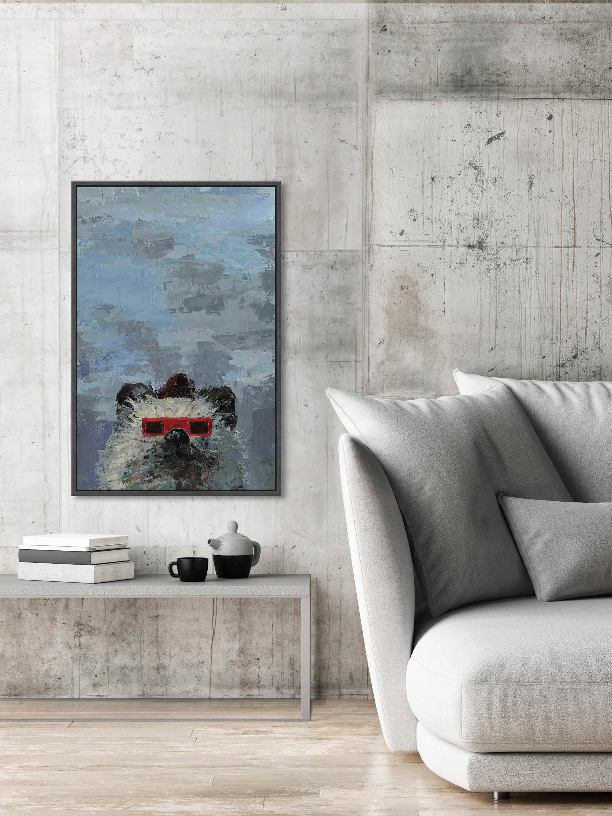 Red 3D Glasses Floater Framed Painting Print on Canvas