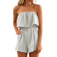 thumbnail image 3 of Women Rompers for Summer Dressy Strapless Romper Ruffle Shorts Jumpsuit Trendy Vacation Beach Outfits XS-5XL (White,L), 3 of 5