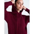 thumbnail image 4 of Free Assembly Women's and Women's Plus Cozy Yarn Cable Knit Hoodie Sweater, Midweight, Sizes XS-4X, 4 of 5
