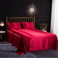 thumbnail image 4 of WONESION Satin Sheet Set 3 Piece Hotel Soft Sikly Deep Pocket Bed Sheets,Twin,Red, 4 of 5