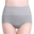 thumbnail image 4 of HAOTAGS Panties for Women,High Waist Solid Moisture-Wicking High Waist Underwear Gray 3XL, 4 of 8