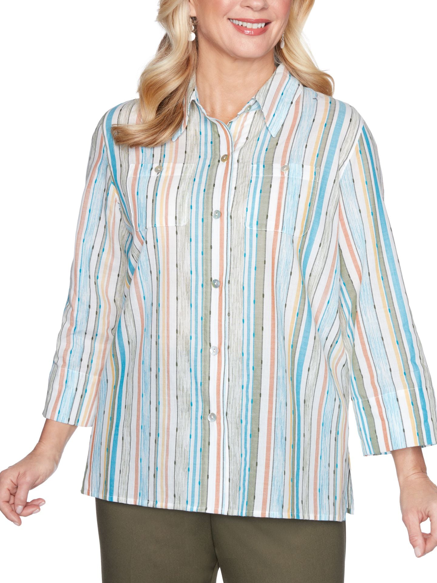 alfred dunner button down tops