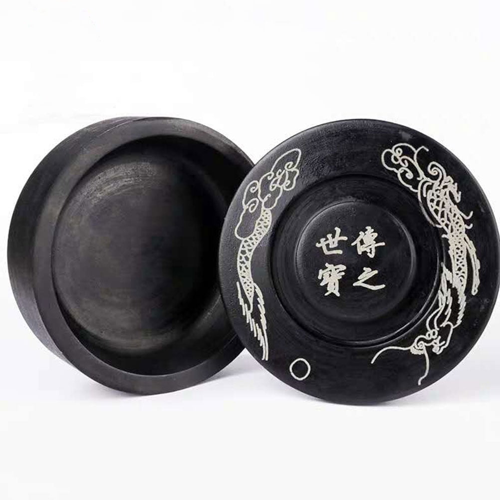 unbranded 2 pcs Calligraphy Inkstones Useful Ink Stones Painting Inkslabs with Cover (Black)
