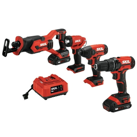 UPC: 0039725997326 | SKIL 20V Cordless 4-Tool Combo Kit with Two 2.0Ah Lithium-Ion Batteries and Charger  CB739601