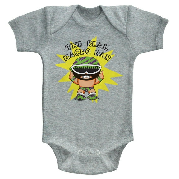 Macho Man To Be Real Gray Heather Baby Romper T-Shirt