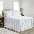 thumbnail image 4 of Sweet Jojo Designs Gathered Bedspread White Queen Size Extra Long Bedspread Cover 3 Piece Set, 4 of 5