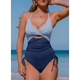 thumbnail image 5 of Eytino One Piece Bathing Suit for Women One Piece Swimsuits Ribbed Tummy Control High Cut Bathing Suit V Neck Criss Cross Monikini, 5 of 5