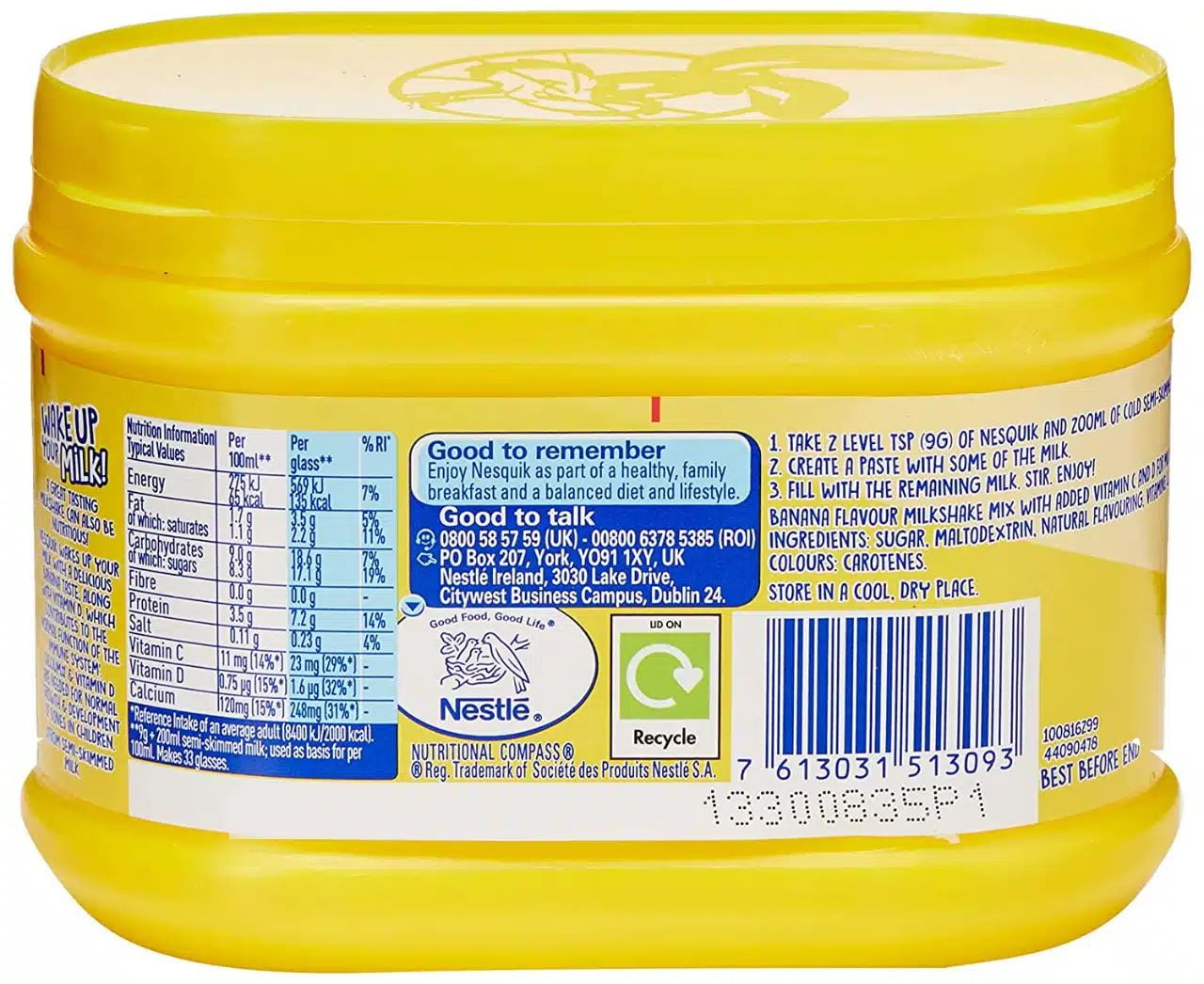Nestle Nesquik Banana Milkshake Mix 300g