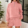 thumbnail image 2 of SGMVNU Fall Outfits for Women 2025 Fashion Quarter Zipper Sweatshirt Pullover and Shorts Set Sweatsuits 2 Piece Tracksuit(Pink, M), 2 of 8