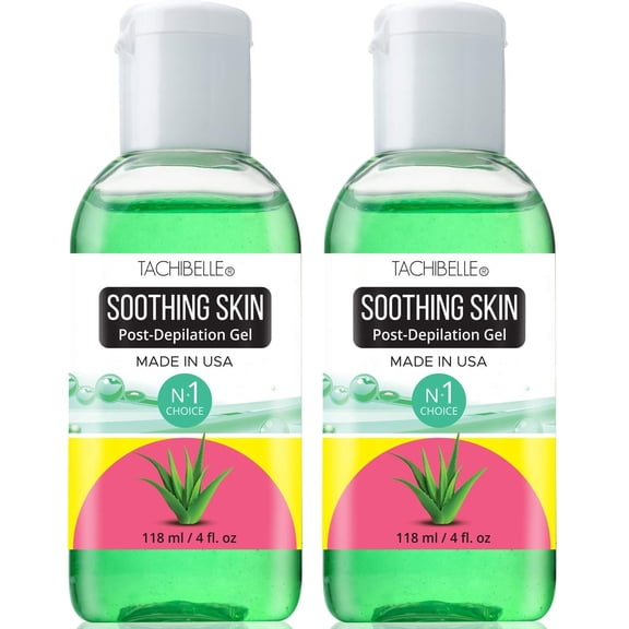 Tachibelle Soothing with Aloe Vera Gel Soothe Post- Depilation Moisturize and Protect Sensitive Skin After Wax Cooling Gel 4 oz 2 Pieces