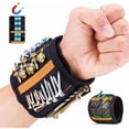 thumbnail image 4 of Adjustable Lengthened Magnetic Wrist Tool Holder with 10 Strong Magnets & 2 Storage Pockets, Breathable Washable Nylon Polyester Design for Holding Screws, Metal Parts & Small Tools - Black and, 4 of 6