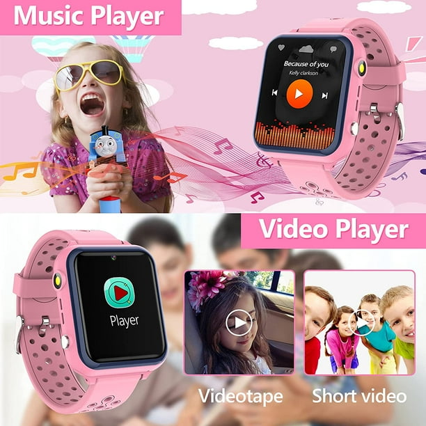 Montre Connect e Enfant Montre Intelligente pour Enfants avec Musique tanche pour t l phone Portable pour Enfants Fille et gar on Rose