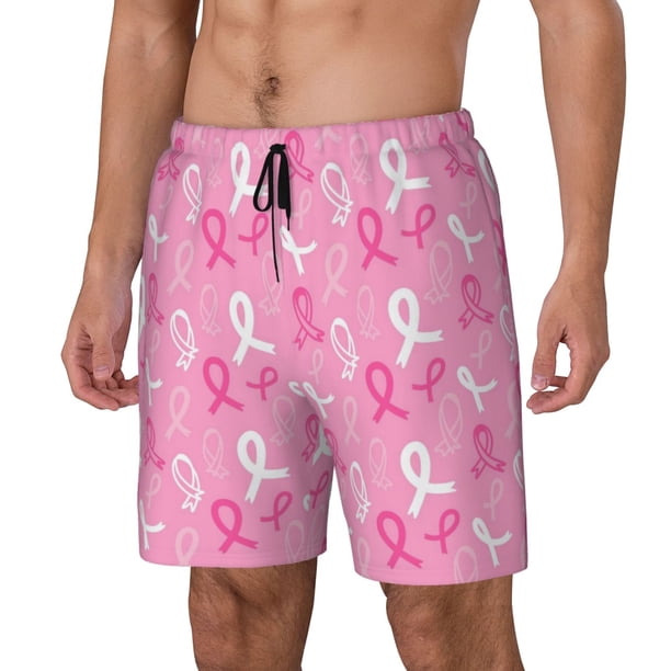Fotbe Breast Cancer Awareness (3) Traje de Baño para Hombre – Shorts de Natación de Secado Rápido con Forro y Bolsillos-Large