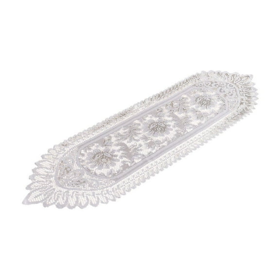 White Hollow Lace Table Runner, Elegant Floral Tablecloth for Dining Table, Home Kitchen and Coffee Table Decoration for Holiday and Daily Use