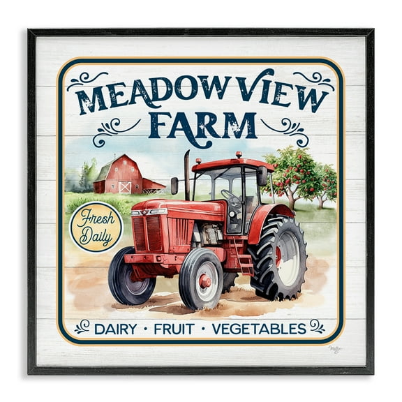 Stupell Industries Meadowview Farm Tractor Transportation Painting Black Framed Art Print Wall Art, 12 x 12