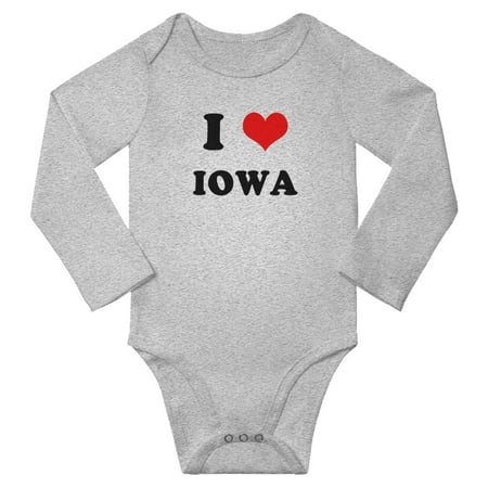 

I Heart Iowa US States Love Baby Long Rompers (Gray 3-6 Months)