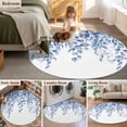 thumbnail image 5 of Round Area Rug 3 Ft, Eucalyptus Leaves Washable Non-Slip Circle Carpet for Living Room/Bedroom, Navy Blue Summer Botanical Weeping Low-Profile Small Floor Mats Collection Rugs for Indoor, 5 of 7