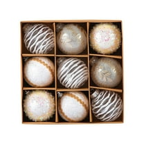 LanSuare 9Pcs Christmas Ball Ornaments for Tree, 3.1Inch Stripe Pattern Multicolour Glittering Balls, Hanging Pendants for Christmas Decor, Holiday Party Event