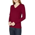 thumbnail image 3 of XPMWRP Women's Solid Color Winter Warm Sweaters Trendy V-Neck Knit Sweater Casual Long Sleeve Pullover Tunic Top Fall Fashion Red XL, 3 of 6