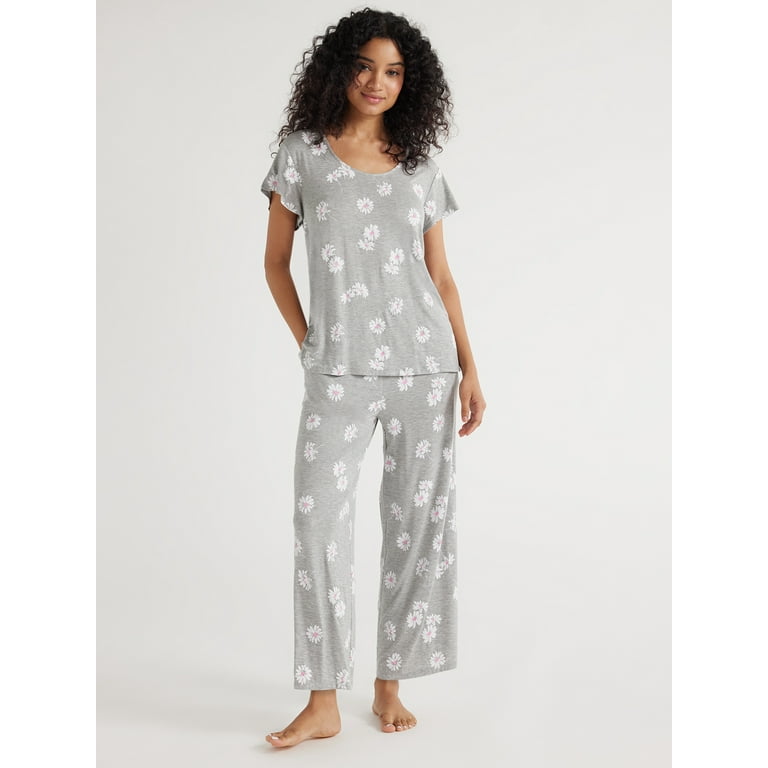Joyspun Women's Print Tank Top and Shorts Pajama Set, 2-Piece, Sizes S to 3X