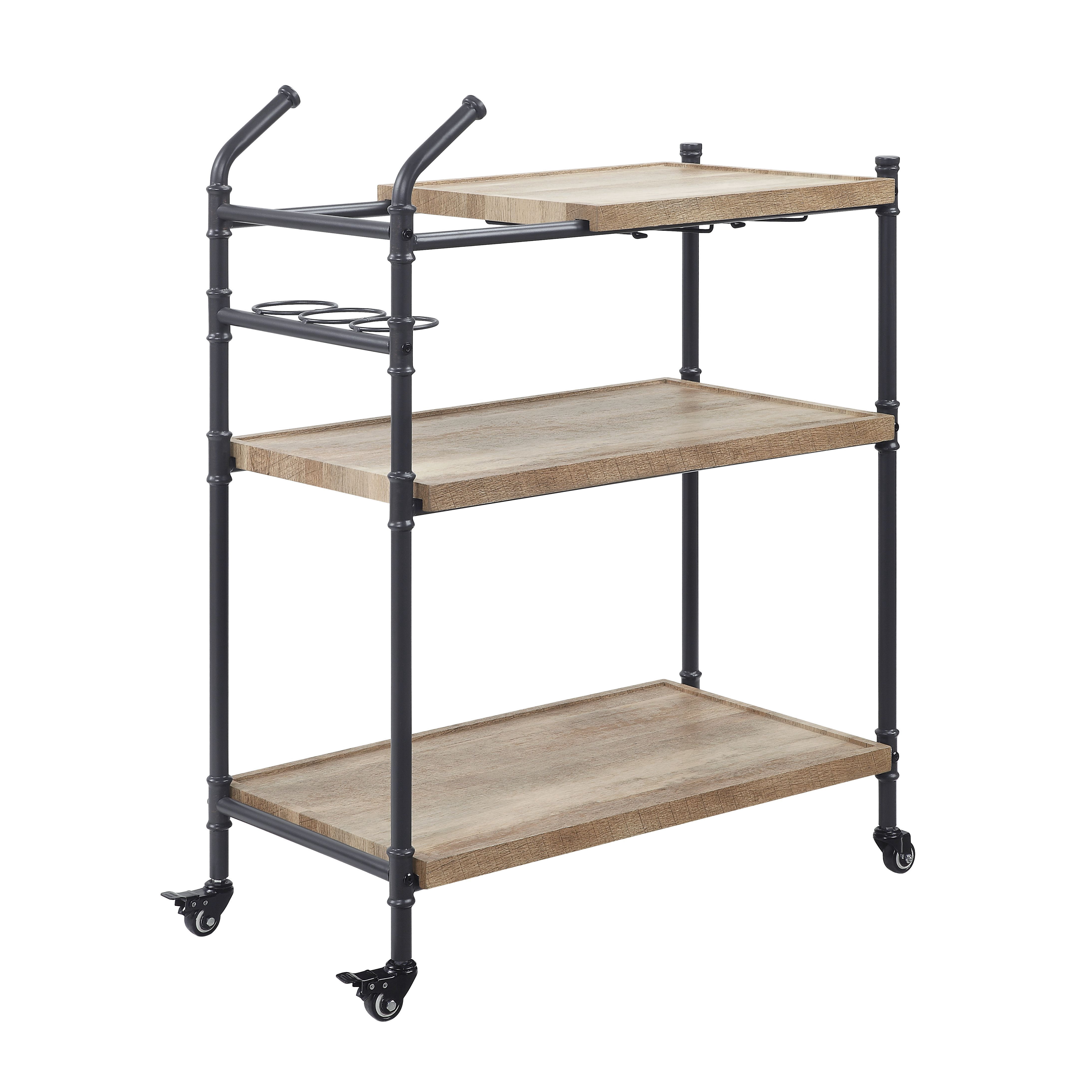 Serving Cart Oak & Sandy Black Finish