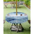 thumbnail image 4 of Fsddascl Vintage Blue Outdoor Tablecloth - 60 Inch Round Dining Table Cover, Retro Blue Ombre Modern Abstract Art Waterproof Outdoor Table Cloth with Umbrella Hole & Zipper for Picnic/Patio/Party, 4 of 7