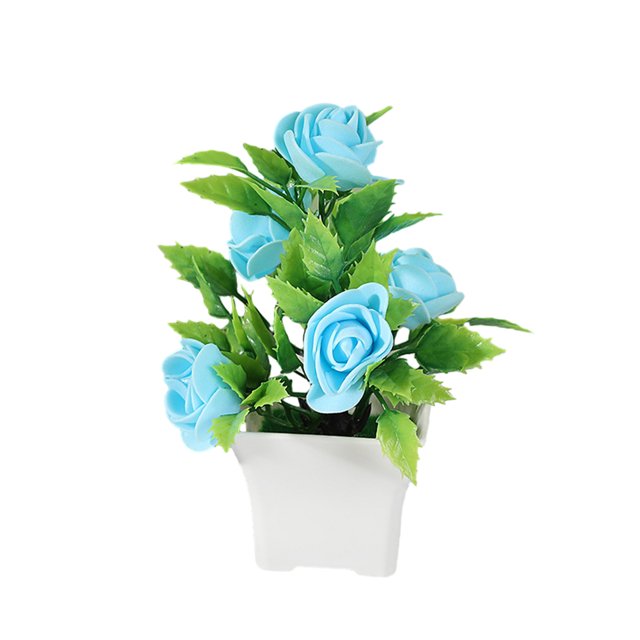 Planta artificial en maceta de color vibrante, bonsái de rosa artificial, resistente a la decoloración, realista, para decoración del hogar.