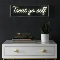Treat Yo Self 20" Contemporary Glam Acrylic Box USB Operated LED Neon Light, Yellow