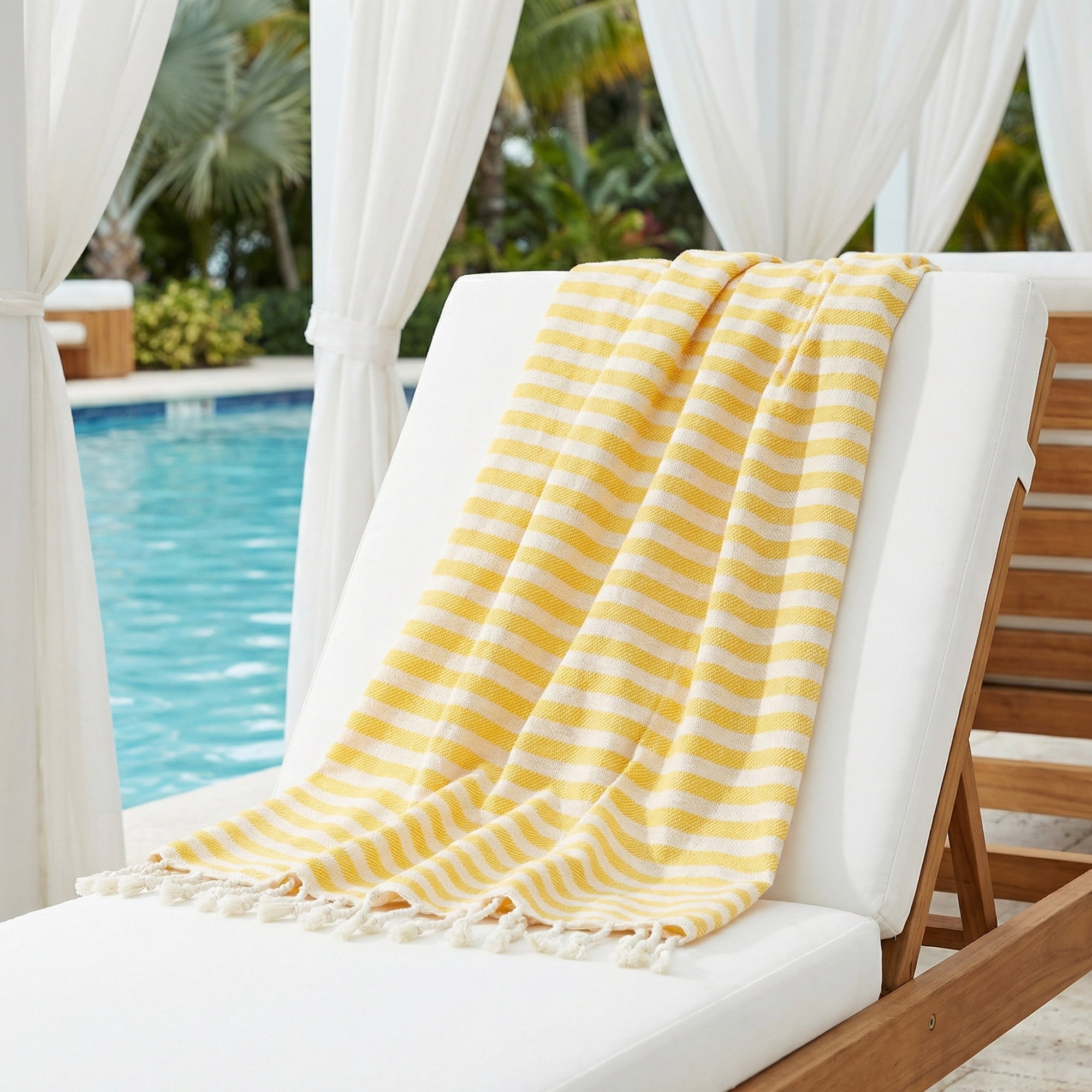 Unique Bargains 2 Pack Soft Sand Free Quick Dry Turkish Towel Yellow 71"x40"