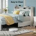 thumbnail image 5 of Bellemave PU Leather Upholstered Bed Frame Queen Size with 4 Storage Drawers Noise-reduced Queen Size Bed Frame with Bookcase Headboard and Charging Station (Queen, White), 5 of 9