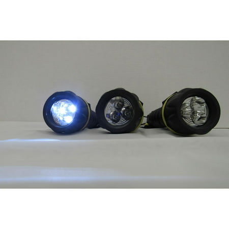 Heavy Duty Weatherproof 3 LED Flashlight Set of 3, 7-1/2