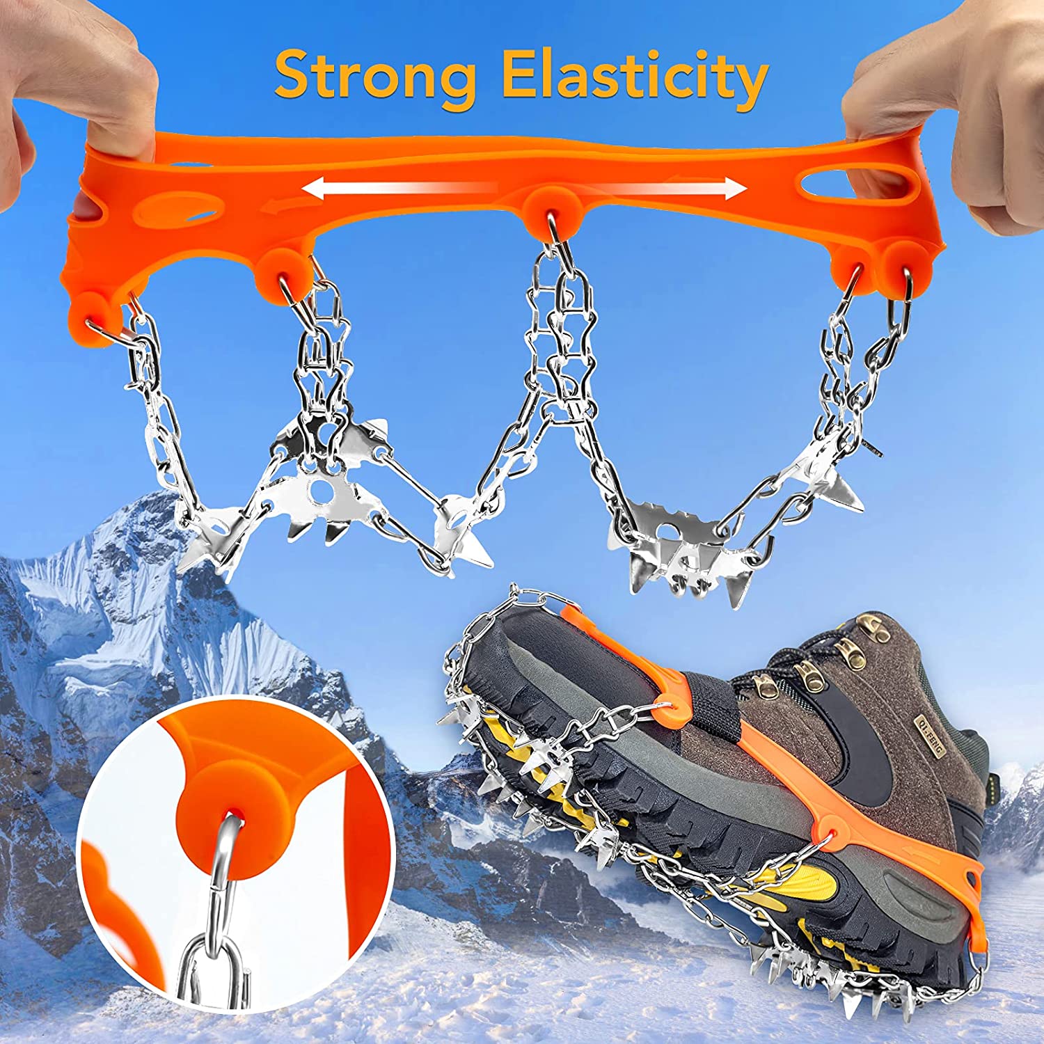 Crampons Antidérapants 5 Pointes - Pour Chaussures De Randonnée Hivernale - Traction Glace Et Neige