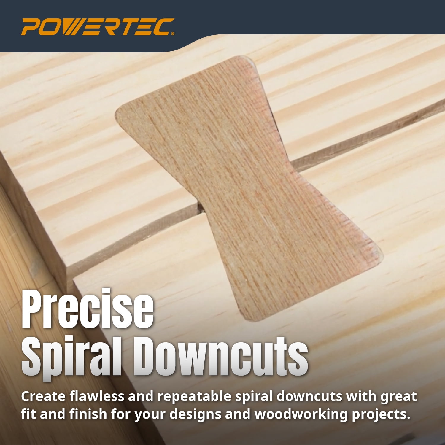 POWERTEC Solid Carbide Downcut Spiral Router Bits, Brass Inlay Kit with Router Guide, Collar, Centering Pin & 1/8" CD x 1/4" SH Router Bit, Compatible w/ 1/4" Router Templates for Woodworking (71333)