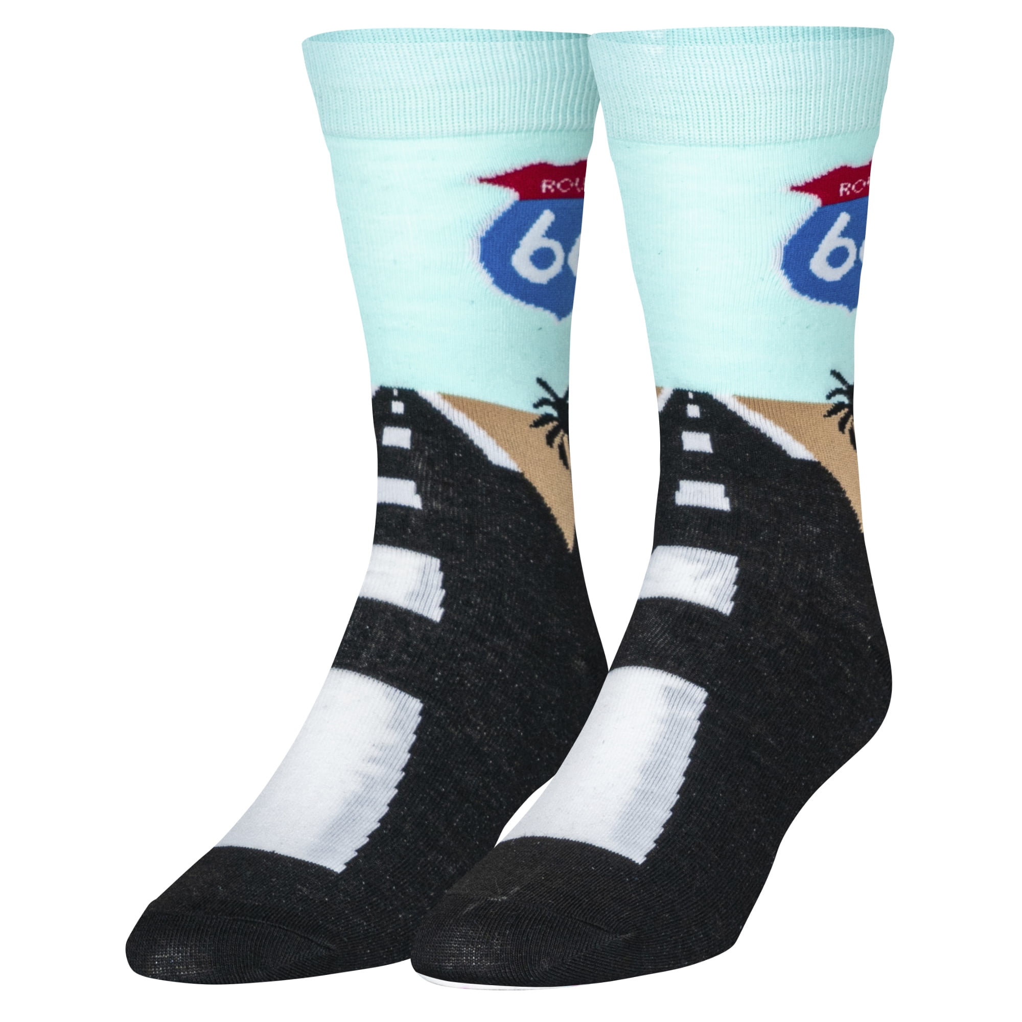 Crazy Socks Route 66 Fun Print Novelty Crew Socks for Men