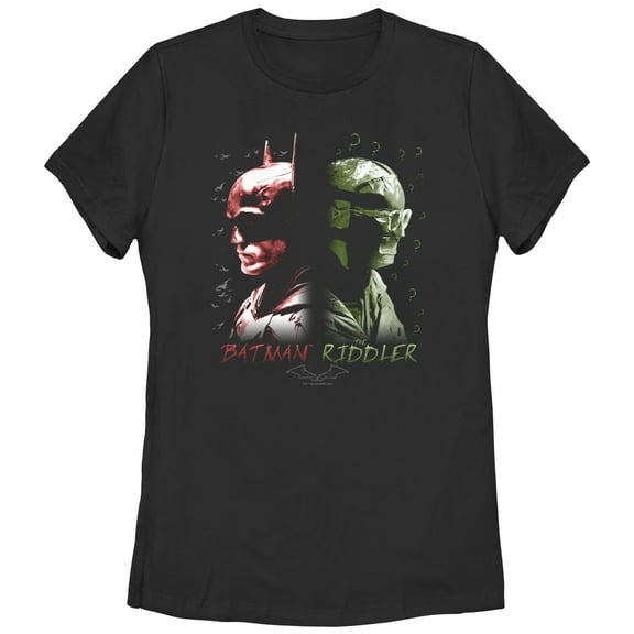 Women's The Batman Riddler Back to Back  Graphic Tee Black Small
