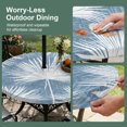 thumbnail image 5 of Round Outdoor Tablecloth with Umbrella Hole and Zipper, Hazy Blue Palm Leaves Coastal Tablecloth with Elastic Waterproof, Summer Tropical Botanical Patio Table Covers for 31" - 35" Pool Tables, 5 of 9