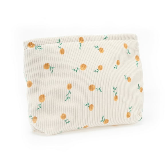 1 Pc Women Durable Floral Makeup Bag for Outdoor Activities Travel Bathing Beige Corduroy