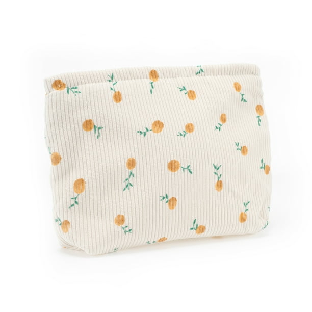 1 Pc Bolsa de Maquillaje Floral Duradera para Mujeres para Actividades al Aire Libre Viaje Baño Color Beige de Corduroy