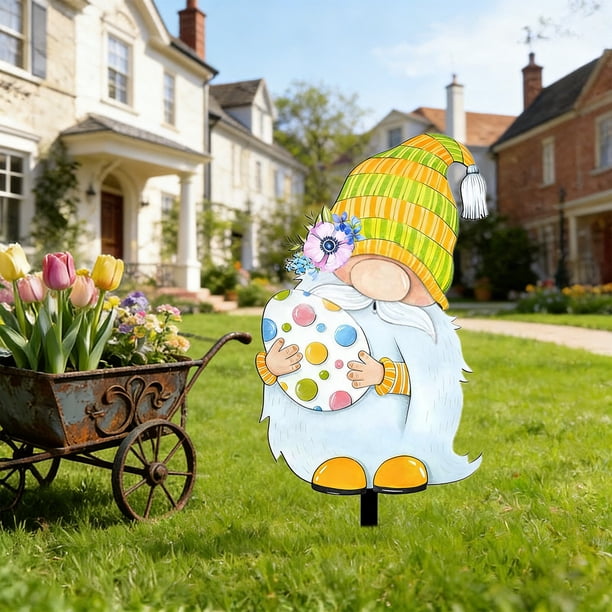 Uuiauoio Easter Yard Outdoor Decorations- Easter Bunny Eggs Yard Signs Decoration with Stakes - Rabbit Egg Decor Waterproof Lawn Signs for Party Supplies Garden Spring Home Decor