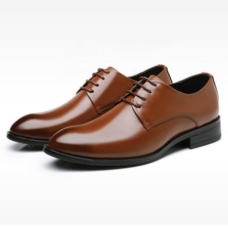 Hoshose Men s Dress Shoes Leather Solid Color Pointy Toe Soft Sole Lace Up Business Formal Shoes Comfort Non-slip
