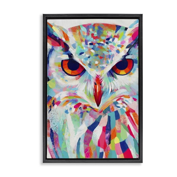 Stupell Industries Modern Expressive Owl Gaze Black Floating Frame Canvas Art, 17 x 25, by Chromatic Storm Studio