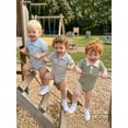 thumbnail image 6 of BemeyourBBs Newborn Baby Boy Summer Clothes Striped Bubble Romper Infant Boy Contrast Color Short Sleeve Turn Down Collar Button Up Shirt Bodysuit Jumpsuit, 6 of 9